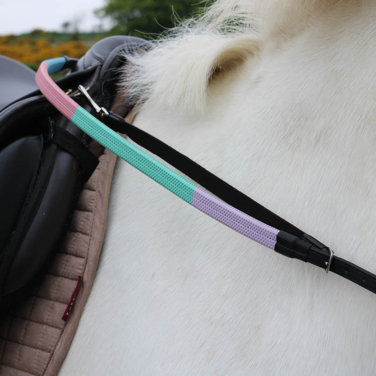Full Rubber Coloured Training Horse Reins - Balanced Support Reins