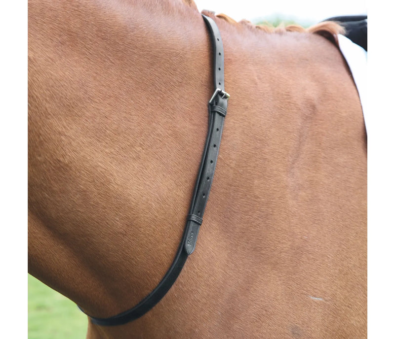 Black leather horse neck strap