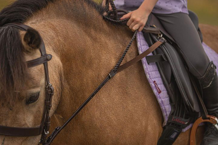 Rênes en Cuir Tressé - Rênes à Maintien Équilibré